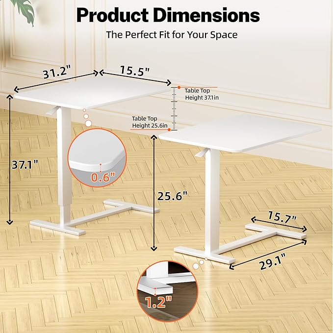 Adjustable Overbed Bedside Table with Wheels(31.2" W), Hospital Bed Table Over The Bed, Mobile Standing Desk Rolling Computer Cart, Laptop Desk with Hidden Casters