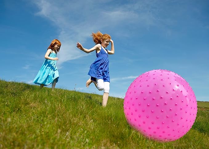 penepico Large Sensory Massage Ball for Kids, 33.5" 85cm 3.1lbs Pink Bouncy Exercise Ball for Toddlers, Big Inflatable Balls with Tactile Spikes, Outdoor Giant Yoga Balls, Large Beach Ball (pink1)