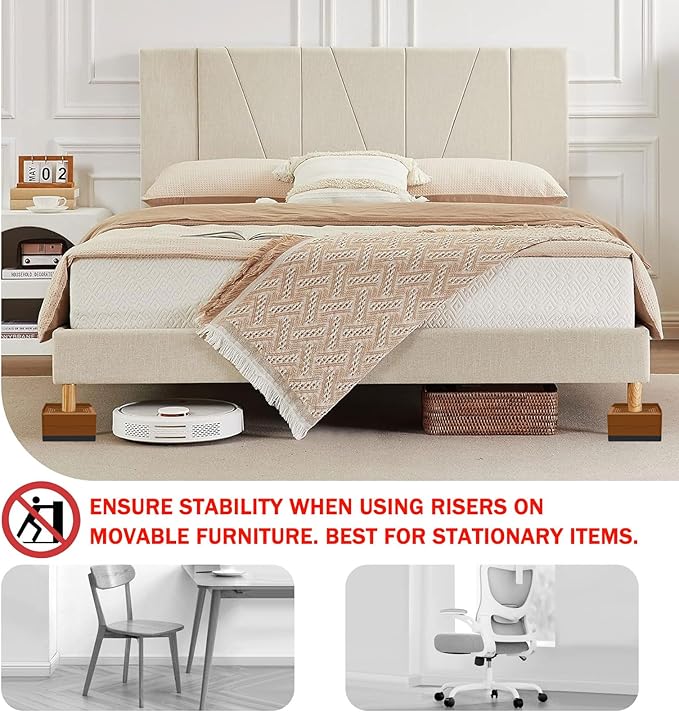 ANNKUT Furniture Risers 3 inch, Rectangle Adjustable Risers Blocks for Bed Sofa Table and Couch Lift to 1.5 or 3 inch，Heavy Duty Support Up to 1,300 Lbs (4 Pack-Brown)