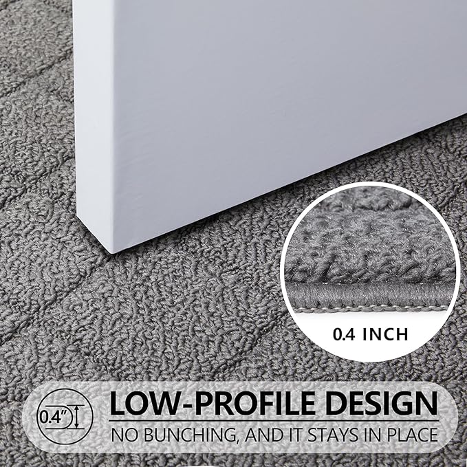 REFETONE Indoor Doormat, Front Back Door Mat 32"x40" Rubber Backing Non Slip Mats, Absorbent Washable Entrance Doormat for Entryway, Resist Dirt Low-Profile Inside Floor Mat for Muddy Shoes Light Grey