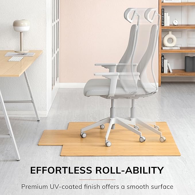 Anji Mountain Office Chairmat Thickest & Sturdy Bamboo Chairmats Highly Premium Quality Anti-Slip Heavy Duty for Multi-Purpose Hardwood Floor Office & Home Floor Protector Office Chair mat-5mm Thick