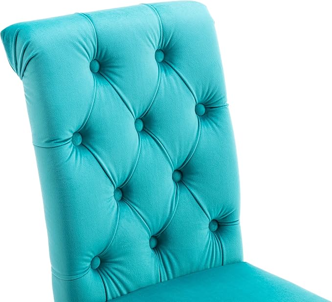 chairus Dining Chairs Set of 6 Mid Century Modern Living Room Chairs with Button Tufted High Back Velvet Armless Chair Comfy Upholstered Side Chairs for Kitchen/Restaurant/Bedroom, Turqs Green