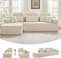 104" L-Shaped Cloud Modular Sectional Sofa with Chaise & Headrest, Boneless Deep Seat Plush Corduroy Couches for Large Living Room, No Assembly Required (White, 104" L-shapred Chaise)