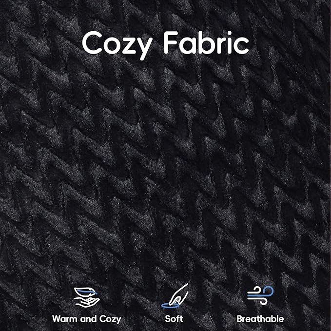 Hobestluk Bean Bag Chair Giant Bean Bag Chairs for Adults Big Bean Bag Chair with Memory Foam Filler Adults Large Beanbag with Faux Fur Cover for Bedroom (Chevron Black,Large)