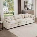 Aoowow Corduroy 3 Seater Sofa Couch,Modern Large Cloud Couches for Living Room,Modular Sectional Cloud Sofas with Deep Seat,Oversized Tufted 3 Seat Sofa Set. (Beige, 3 Seater)