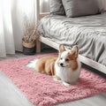 OLANLY 2x3 Machine Washable Small Bedside Rug, Soft Fluffy Shaggy Entryway Throw Rugs for Bedroom, Living Room, Indoor Floor Carpet for Kids Girls Boys, Nursery Rooms, Home Decor Aesthetic, Pale Pink