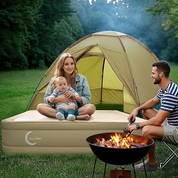 LunaDream Twin XL Air Mattress with USB Rechargeable Built-in Pump, Wireless Inflatable Airbed, FlexWeave Tech for 1100 lbs Enhanced Support, Portable for Home & Camping, Leak Proof Design, Carry Bag