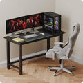 43" Home Office Desk Modern Computer Desk 43.3x23.6x29.5 inches PC Table with Thicken Frame Industrial Style Sturdy Metal Frame Furniture for Writing Gaming Black+Black