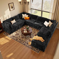 CAODOC Large 8 Seat Modular Sectional Sofa with Ottoman Seat Corduroy Sleeper Sectional Sofa Bed Oversized Convertible Modular Couch for Living Room