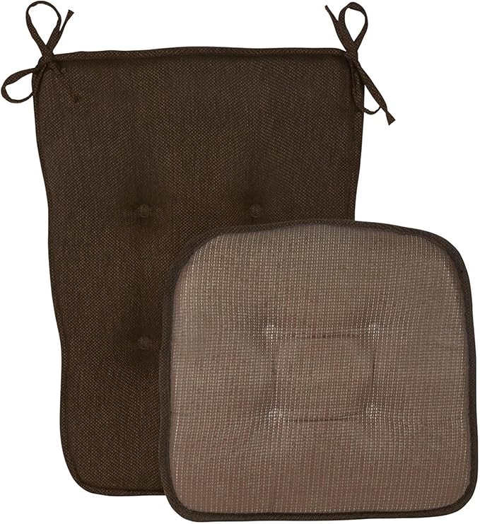 Klear Vu Embrace Rocking Chair Cushions for Living Room, Nursery, or Home Office, Tufted and Non-Slip Pads, 2 Piece Set, Seat 16"x15" and Seat Back 24"x17", Chocolate