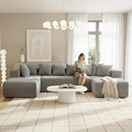 130" Boneless Couch, Cloud Couch Sectional, Corduroy Sofa for Living Room, U Shaped Modular Sofa with Chaise, No Assembly, 4 Seats Oversized (Grey)