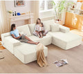 107" W Cloud Sectional Couch with Ottoman,Modern U-Shaped Cloud Couch with Deep Seat,Comfy Corduroy 3-Seater Sofa,Memory Foam Sofa for Living Room,No Assembly (White,Right-Facing Chaise)