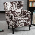 LZAREAL Accent Reading Arm Chairs for Living Room Bedroom, Midcentury Modern Comfy Corner Sofa Chair, Wingback Waiting Room Club Chair with Button Tufted Back &Lumbar Pillow, Fabric Cow