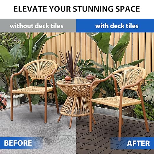12 PCS 12x12 Inch Interlocking Deck Tiles - Waterproof All-Weather Outdoor Patio Flooring for Pool, Balcony, Backyard, Porch & Garden, Chocolate
