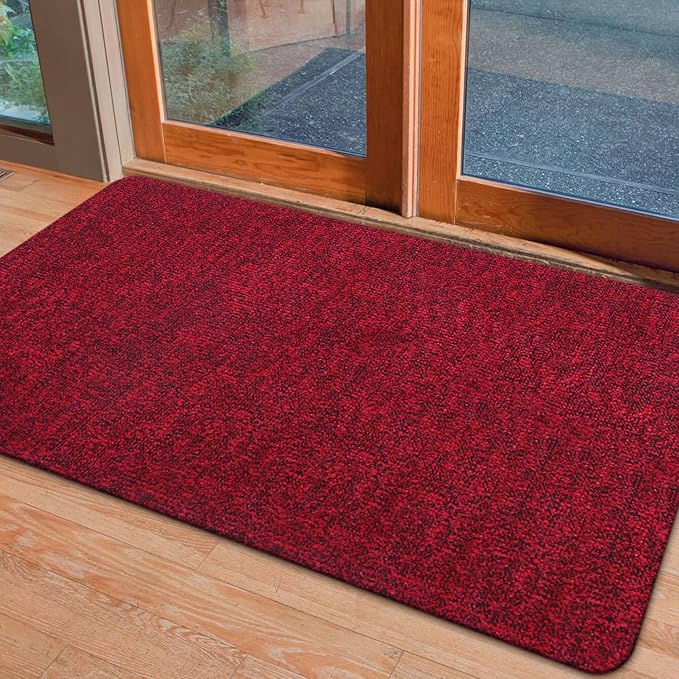 Front Door Mat Indoor and Outdoor, Non-Slip Low Profile Doormat 60"x35", Thin Yet Super Water, Quick-Drying, Dirt Resistant,No Shedding Doormats for Entrances, Garage, Pets,Hotel,Office,Red