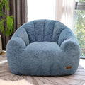 Big Bean Bag Chairs for Adults Giant Sofa with Faux Fur Shell-Shaped Beanbag Couch, Stuffed Large Bean Bag Floor Chair for Living Room, Beanbags Reading Chair for Bedroom Single Sofa(XL-Blue)