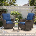 Belord Outdoor Swivel Rcoker Patio Chair - 3 Pieces Wicker Swivel Glider Chairs with Side Table, Patio Furniture Set for Porch Deck Balcony Garden