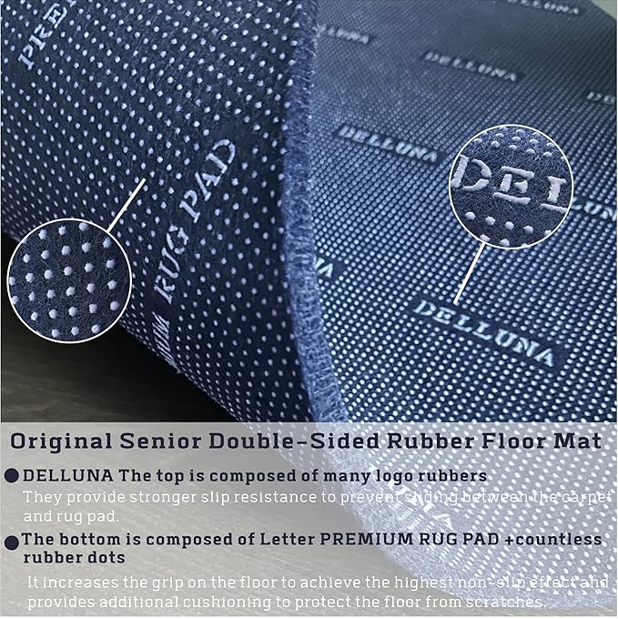 DELLUNA Non-Slip Area Rug Pad 2.5'x13', 3/8" Thick Double Side Rubber + Felt, Premium Deluxe Cushioned- Safe for All Floors, Adds Comfort and Protection, Ultra Strong Grip, Stop Rug from Moving.
