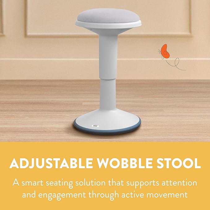 Adjustable Wobble Stool with Cushion, Flexible Seating, Light Grey