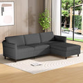 Valthie Convertible Sectional Sofa,Corduroy L-Shaped Couch with Reversible Storage Chaise,3-Seater Sofa with Side Pocket for Living Room,Bedroom and Office, 106.7",Grey