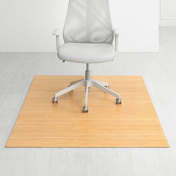 Anji Mountain Office Chairmat Thickest & Sturdy Bamboo Chairmats Highly Premium Quality Anti-Slip Heavy Duty for Multi-Purpose Hardwood Floor Office & Home Floor Protector Office Chair mat-5mm Thick