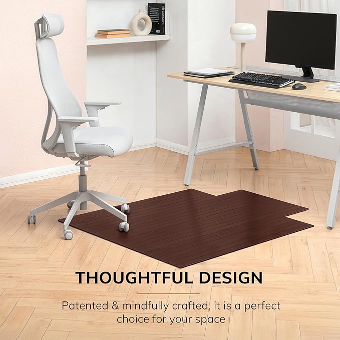 Anji Mountain Office Chairmat Thickest & Sturdy Bamboo Chairmats Highly Premium Quality Anti-Slip Heavy Duty for Multi-Purpose Hardwood Floor Office & Home Floor Protector Office Chair mat-5mm Thick