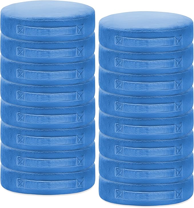 16 Pcs Round Floor Cushions for Kids, 15'' Plush Flexible Seating Pillows with Handles, Soft Chair Seats for Classroom Elementary Daycare Preschool Playroom Reading Corner Blue