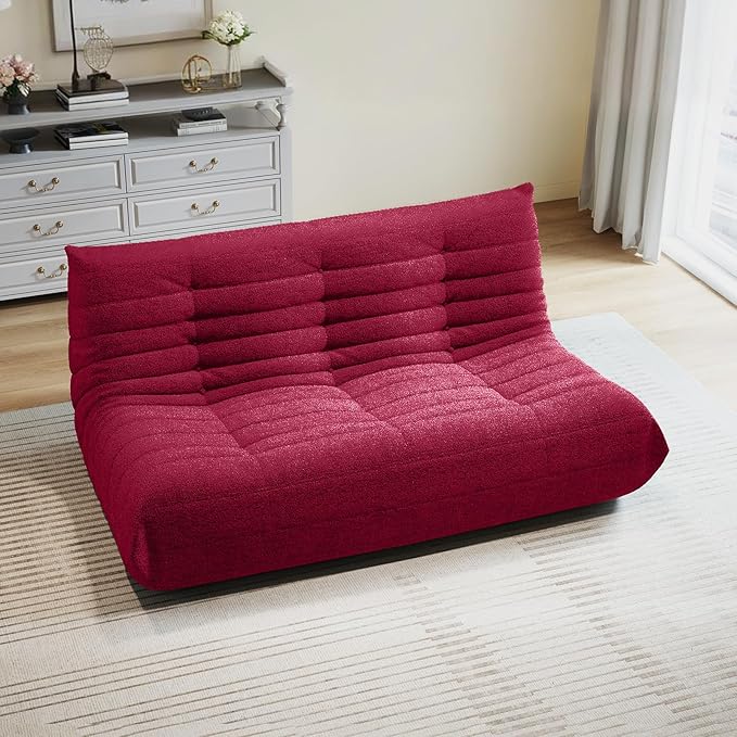 Selyteramy 3 Seat Oversized Bean Bag Chairs for Adults, Memory Foam Fireside Beanbag Couch, Comfy Bean Bag Lounger Lazy Sofa for Living Room, Bedroom, Playroom, Red