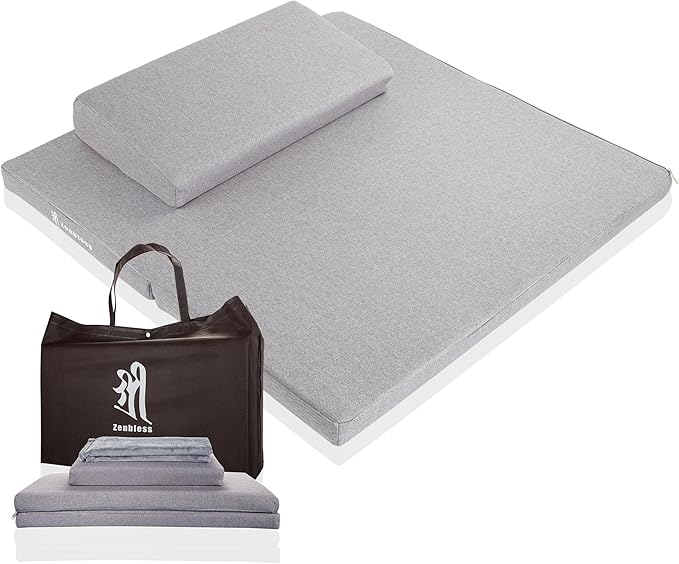 ZenBless Zafu Meditation Cushion Set,Yoga Meditation Pillow for sitting on floor,Large Square Meditation Mat and Pillow Set, Floor Pillow, Washable Cover(27.6")