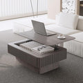 FGXJY Lift Coffee Table with Storage & Adjustable Height, Rectangle Solid Wood Coffee Table Fluted Center Table Accent Tea Table or Living Room, Apartment, Office (38.6" Grey)