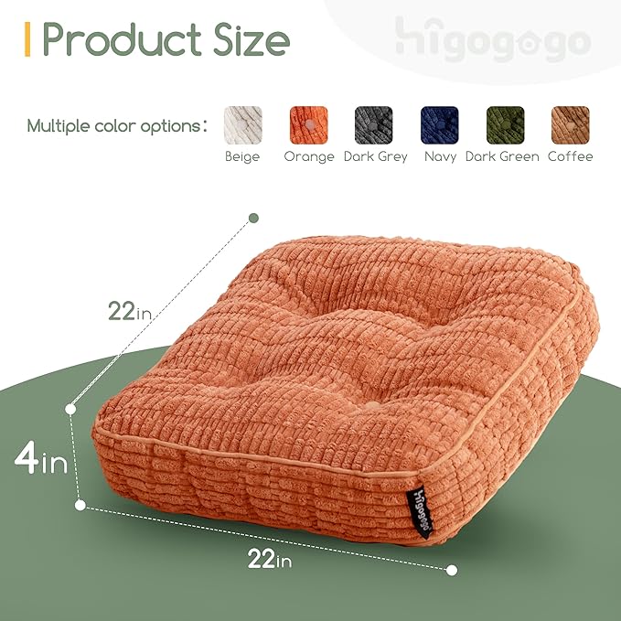 Washable Floor Pillow Cushion for Adults, Meditation Cushion Pillow, Removable Tufted Blended Corduroy Cover, Large Square Floor Sitting for Tatami Living Room or Yoga, 2Pack, Machine Washable