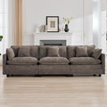 111'' Sectional Cloud Deep Seat Couch, Modern Comfy Chenille Modular Sectional Sofa for Living Room Set, Upholstered Modular 3-Seats Sofa Couch, Brown
