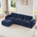 Modular Sectional Sofa with Free Combination,Boneless Floor Couch for Living Room & Lounge,Velvet 3-Seater Sectional Couch with Ottoman,No Assembly Needed