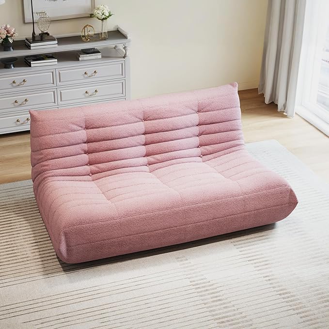 Selyteramy 3 Seat Oversized Bean Bag Chairs for Adults, Memory Foam Fireside Beanbag Couch, Comfy Bean Bag Lounger Lazy Sofa for Living Room, Bedroom, Playroom, Pink