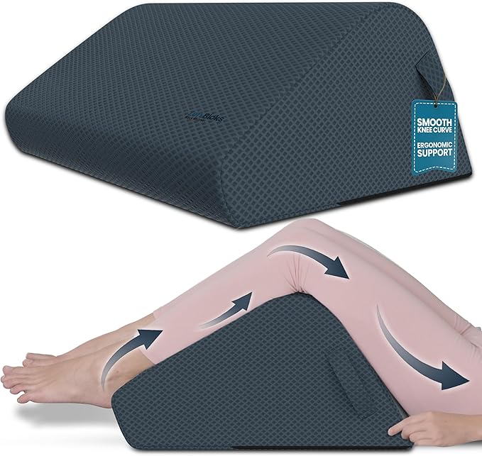 10-Inch Leg Elevation Pillow – Firm High-Density Foam Leg Wedge Pillow for Centered Leg Positioning, Structured Elevation, and Lower-Body Support for Users 5'2–5'11 Inseam 26"-29" Slate Gray