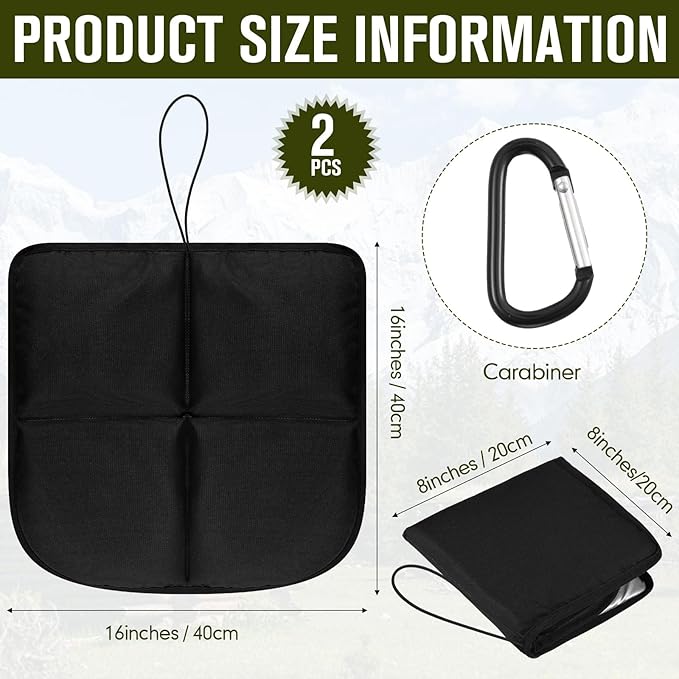 Breling 2 Pack Sitting Pad, Foldable Hunting Seating Cushion for Backpacking Bleacher Cushion with Hook Waterproof Folding Lightweight Pad for Camping Hiking Stadium Outdoor