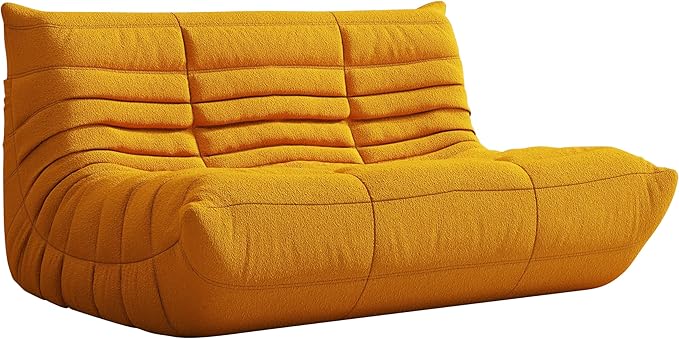 Bean Bag Chair, Fireside Chair, Large Bean Bag Chair for Adults, Bean Bag Chairs for Teens with High-Resilience Foam, Non-Slip Base Floor Lounge Sofa,Living Room (Yellow, Loveseat)