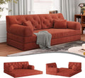 Carzzi-Life 79" Convertible Sofa Bed with Pillows, Corduroy Folding Sleeper Sofa with Fixed-Shape Frame, Boneless Couch for Living Room Bedroom, Floor Sofa Lounge No Assembly Required (Orange)