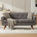 Tbfit 65" W Loveseat Sofa, Mid Century Modern Love Seat Couches for Living Room, Button Tufted Upholstered Small Couch for Bedroom, Solid and Easy to Install Love Seats Furniture, Grey | linen fabric, button tufted, solid wood foot, pocket spring, wood...