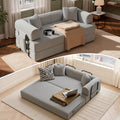 Convertible Coarser Corduroy Sleeper Sofa Bed with Cylindrical Pillow, Folding Mattress Couch with Fixed-Shape Frame, Floor Sofa Lounge Couch for Living Room Bedroom Lounge Studio, Grey