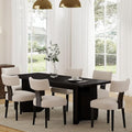RIVOVA Upholstered Dining Chairs Set of 6 Modern Wooden Kitchen Chairs Fabric Side Dining Room Chair Farmhouse Dinner Chair, Beige