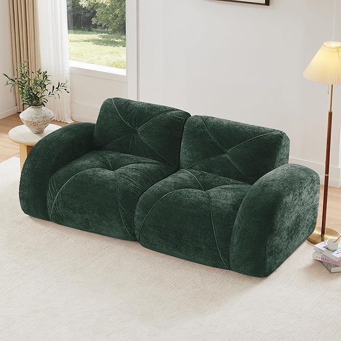 Modular Sectional Sofa with Free Combination,Boneless Floor Couch for Small Spaces, Living Room & Lounge,Velvet 2-Seater Sectional Couch with Comfortable Deep Seat,No Assembly Needed