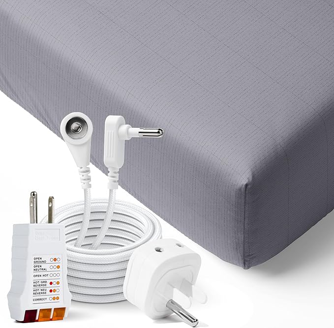 GroundLuxe Organic Fitted Grounding Sheet in Gray for a Full Size Bed