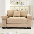 KEIKI 54" Oversized Corduroy Modular Sectional Single Sofa with High-Density Foam Cushions, Extra-Thick Armrests, Upholstered Modern 1-Seater Lounge Accent Chair with 3 Pillow, for Living Room, Camel