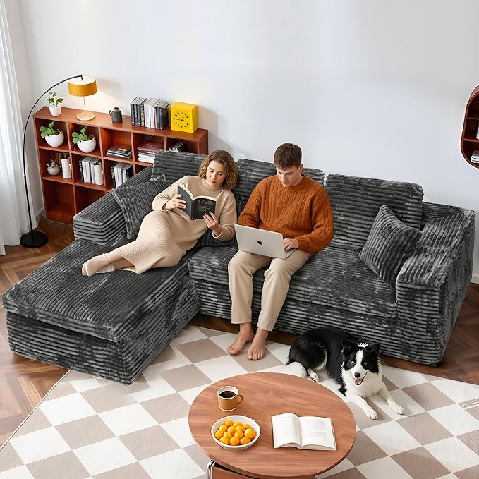 Extra Firm 108” Cloud Boneless Couches for Living Room,Modular Sectional Cloud Couch with Deep Seat, High-Resilience Foam/Sag-Resistant/Keeps its Form, No Assembly Required (Right-Facing Chaise) | Extended Durability, Extra Firm Support, Not easily col...