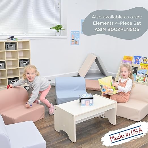 Children's Factory Library Lounger, Flexible Seating Classroom Furniture, Comfy Kids Chairs, Glacier Gray, Single Lounger