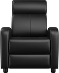 Yaheetech Living Room Chair for Adults, Adjustable Faux Leather Club Recliner Chair with Pocket Spring, Soft Foam Backrest Seat for Home/Theater/RV/Other Small Spaces, Dark Black