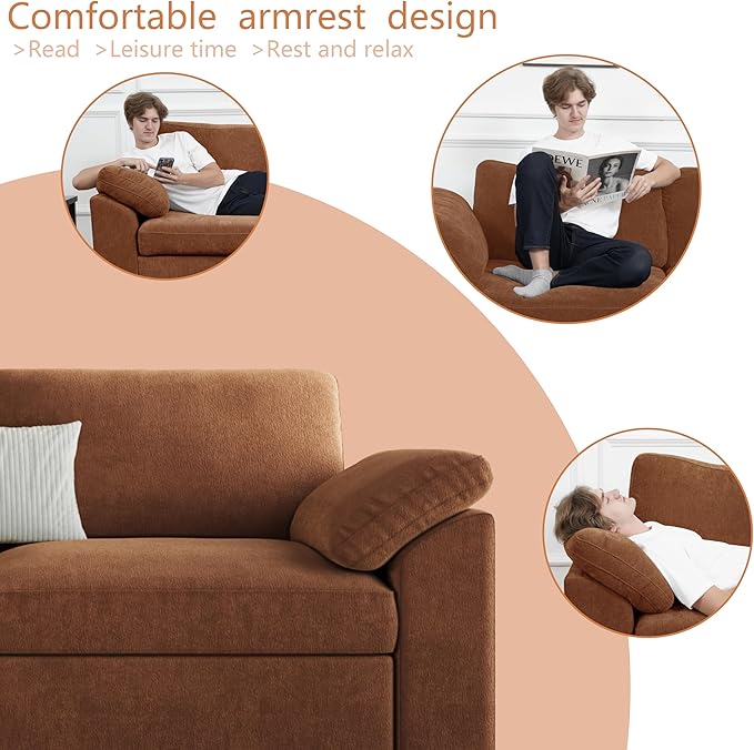 EASE MOOSE Oversized Sectional Modular Sofa，Large L Shape Sectional Couch Wide Deep Brown Modular Sofa Couch