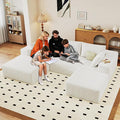 96" W Cloud Sectional Couch with Ottoman,Modern U-Shaped Cloud Couch with Deep Seat,Comfy Corduroy 3-Seater Sofa,Memory Foam Sofa for Living Room,No Assembly (White,Left-Facing Chaise)