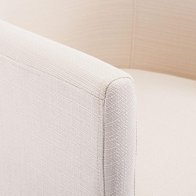 VESCASA Upholstered Dining Chairs with Barrel Back, Modern Padded Restaurant Chairs with Gold Metal Frame for Dining Room, Kitchen, Set of 3, Linen Cream